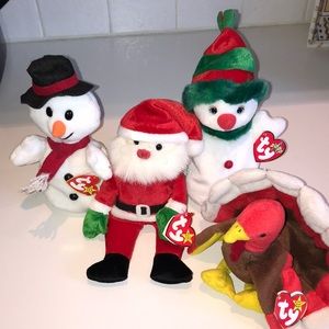 Set of 4 holiday Ty Beanie Babies